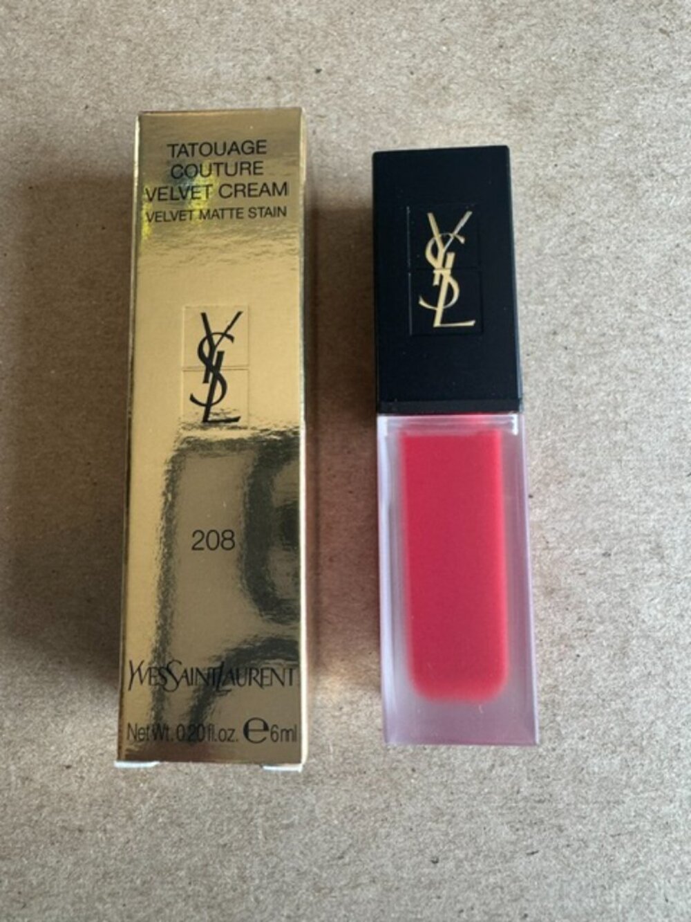 YSL TATOUAGE COUTURE VELVET CREAM VELVET MATTE STAIN - ROUGE FACTION 208